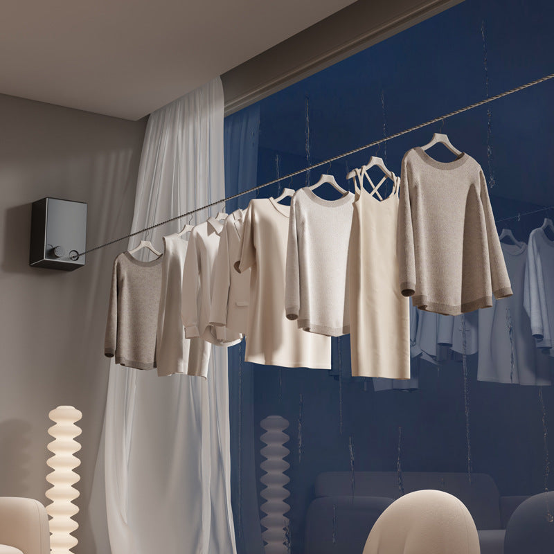 Pink Retractable Stainless Steel Clothesline - 4.2m Indoor and Outdoor Drying Solution V888-ELOSUNG33178