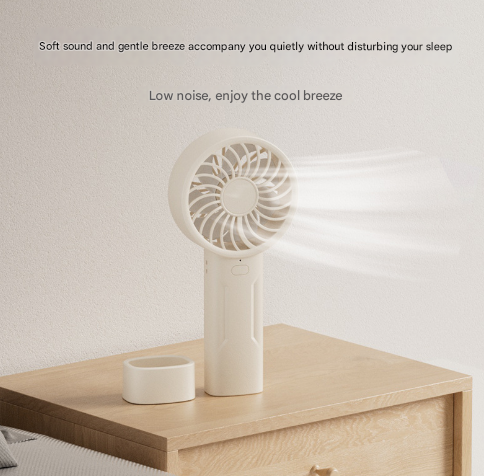 White Mini Portable USB Rechargeable Fan - Quiet Cooling for Desk or Travel V888-ELOSUNG33187