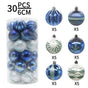 Blue 30-Piece 6cm Electroplated Christmas Baubles - Hand-Painted Tree Ornaments V888-ELOSUNG33189