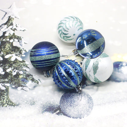 Blue 30-Piece 6cm Electroplated Christmas Baubles - Hand-Painted Tree Ornaments V888-ELOSUNG33189