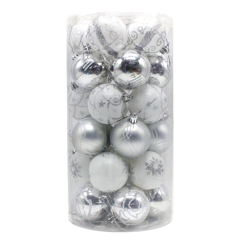 Silver 30-Piece 6cm Electroplated Christmas Baubles - Hand-Painted Tree Ornaments V888-ELOSUNG33191