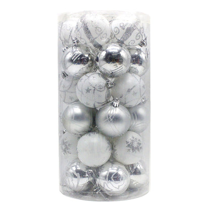 Silver 30-Piece 6cm Electroplated Christmas Baubles - Hand-Painted Tree Ornaments V888-ELOSUNG33191