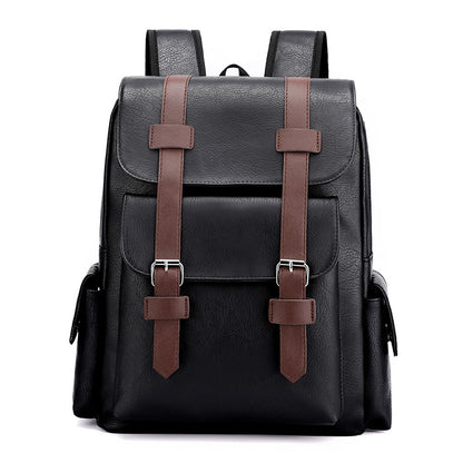 Black Large-Capacity PU Leather Backpack - Stylish Business & Travel Companion V888-ELOSUNG33200