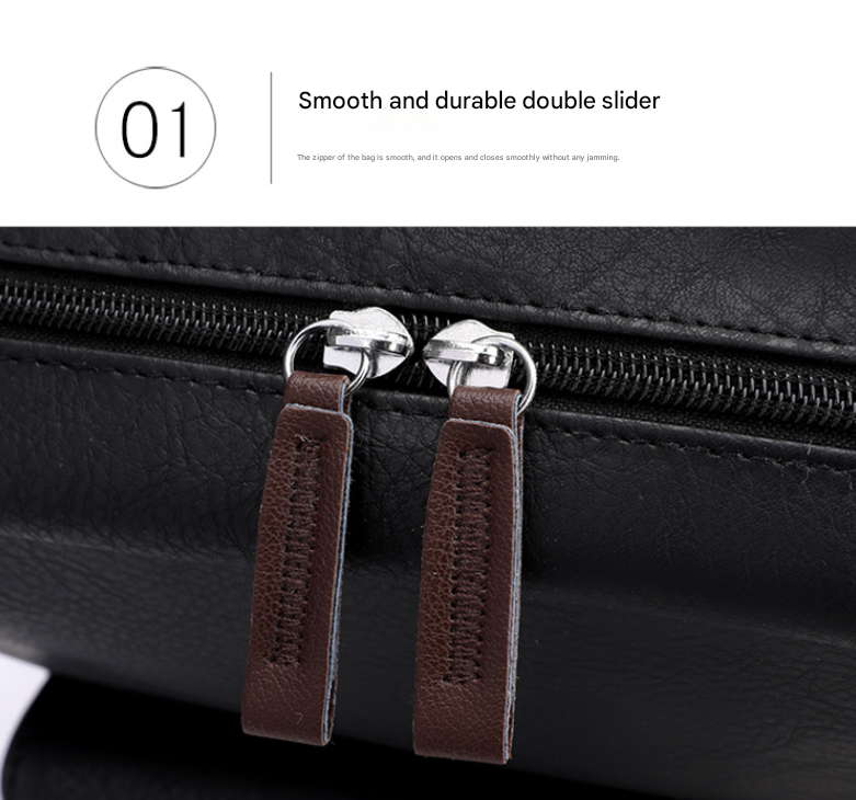 Black Large-Capacity PU Leather Backpack - Stylish Business & Travel Companion V888-ELOSUNG33200