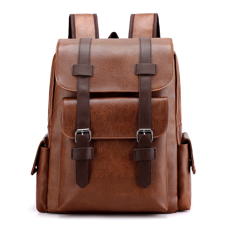Light Brown Large-Capacity PU Leather Backpack - Stylish Business & Travel Companion V888-ELOSUNG33202