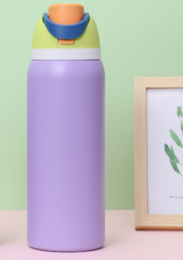 Purple 32oz 304 Stainless Steel Insulated Water Bottle - Dual-Drink Pop-Up Lid V888-ELOSUNG33206