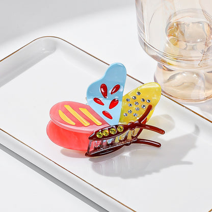 Yellow-pink-blue Stylish 3-Piece Butterfly Acetate Hair Clip Set V888-ELOSUNG33223