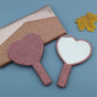 2PCS Pink Glamorous Diamond-Encrusted Heart Handheld Mirror - Luxe High-Definition Makeup Essential V888-ELOSUNG33245