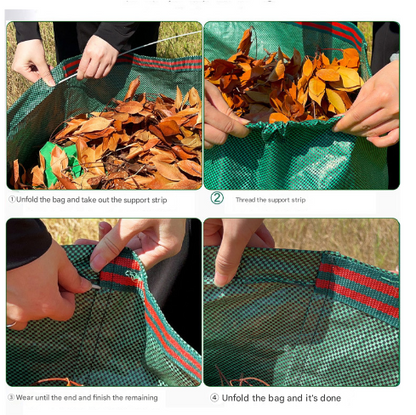 2PCS 160L(60cm*60cm) Heavy-Duty Foldable Garden Leaf Bag - Large-Capacity Horizontal Dustpan V888-ELOSUNG33248