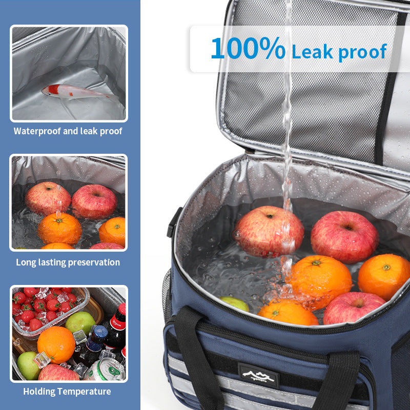 Black Versatile Large-Capacity Picnic Insulated Bag - Detachable Shoulder Strap & Ice Pack V888-ELOSUNG33258