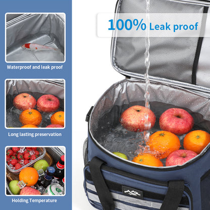 Grey Versatile Large-Capacity Picnic Insulated Bag - Detachable Shoulder Strap & Ice Pack V888-ELOSUNG33259