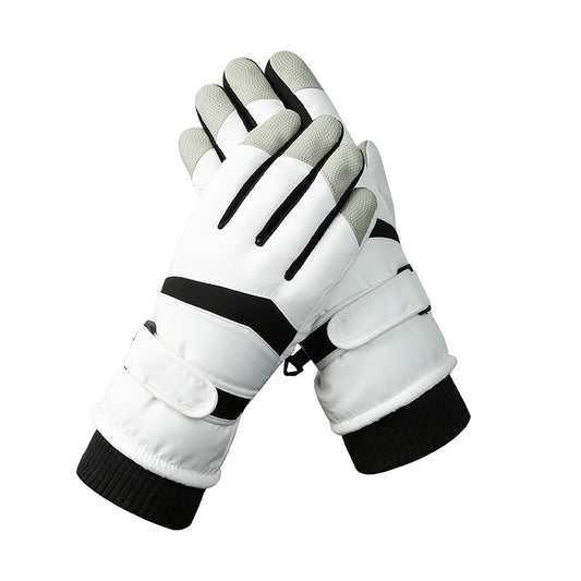 Men's White Color Combination Top-Rated Waterproof Touchscreen Ski Gloves - Fleece-Lined for Men & Women V888-ELOSUNG33274