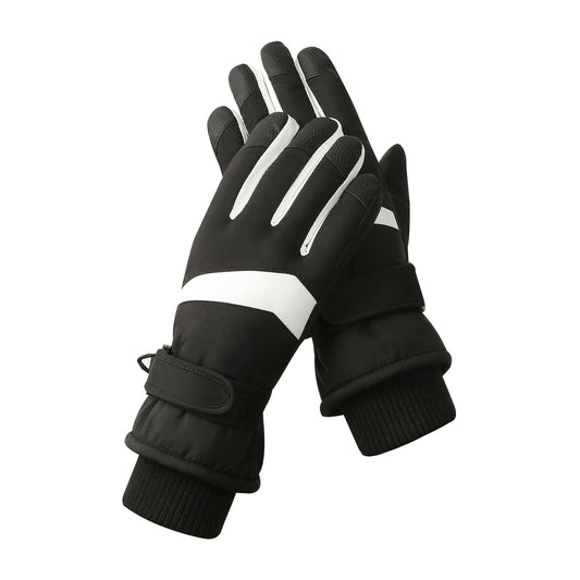 Women's Black-white Color Combination Top-Rated Waterproof Touchscreen Ski Gloves - Fleece-Lined for Men & V888-ELOSUNG33275