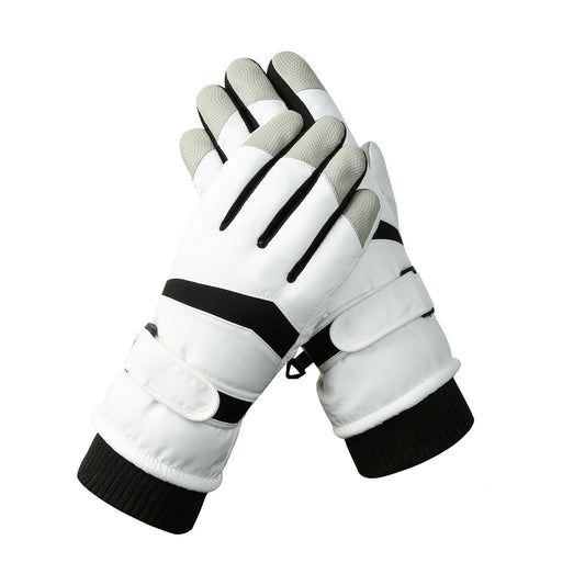 Women's White-black Color Combination Top-Rated Waterproof Touchscreen Ski Gloves - Fleece-Lined for Men & V888-ELOSUNG33276