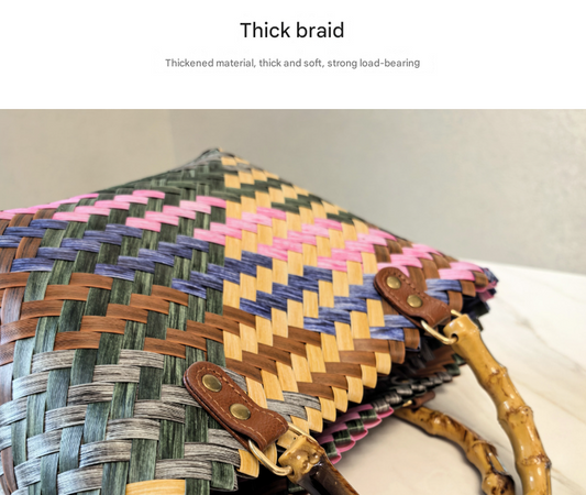 Dachshund Vintage Striped Dachshund Woven Tote Bag - Stylish Hand-Carry Beach Bag for Women V888-ELOSUNG33277