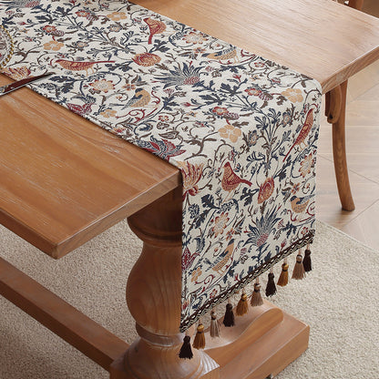 Jacquard Magpie American Retro Jacquard Embroidered Table Runner - Light Luxury Table Mat 30cm x 180cm with V888-ELOSUNG33281