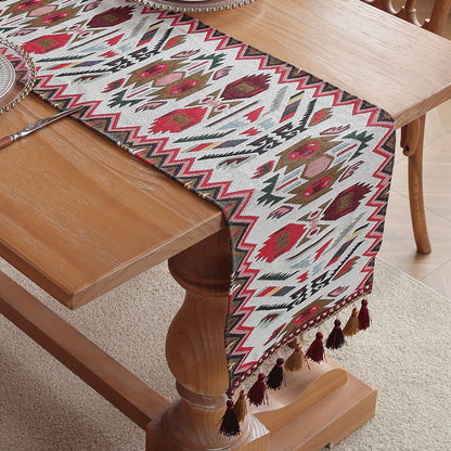 Posey's Geometry American Retro Jacquard Embroidered Table Runner - Light Luxury Table Mat 30cm x 180cm with V888-ELOSUNG33283