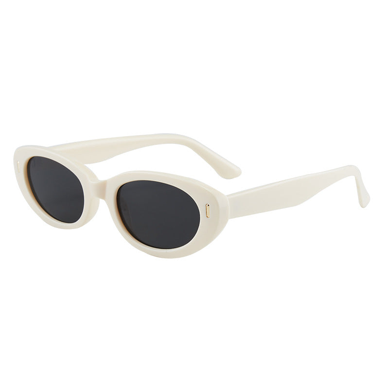 2PCS Light Yellow Grey Retro Oval Cat-Eye Sunglasses - Chic Influencer-Style Shades V888-ELOSUNG33298