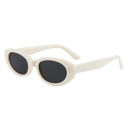 2PCS Light Yellow Grey Retro Oval Cat-Eye Sunglasses - Chic Influencer-Style Shades V888-ELOSUNG33298