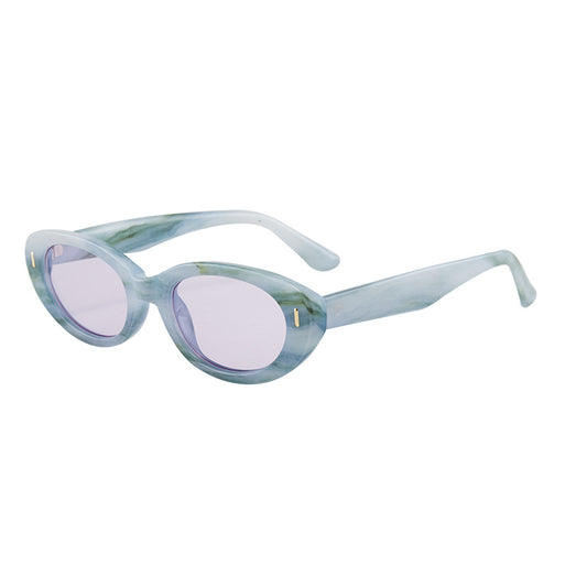 2PCS Green Rock Texture Retro Oval Cat-Eye Sunglasses - Chic Influencer-Style Shades V888-ELOSUNG33299