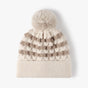 2-PCS Beige Stylish Two-Tone Pom-Pom Ear Warmer Knit Hat - Lined for Women V888-ELOSUNG33305