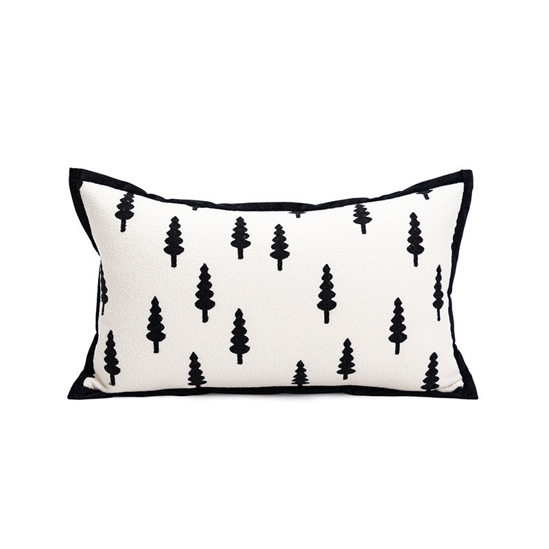 Trees Triangle Elegant Two-Piece INS-Style Jacquard Pillow Covers - Black & White Sofa Decor V888-ELOSUNG33307
