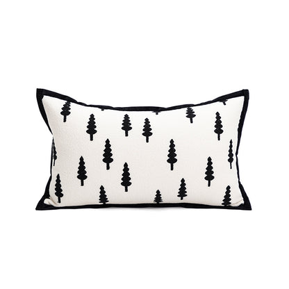 Trees Triangle Elegant Two-Piece INS-Style Jacquard Pillow Covers - Black & White Sofa Decor V888-ELOSUNG33307