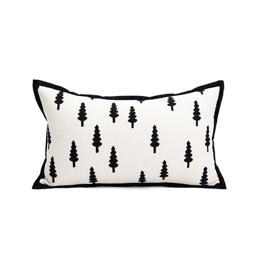 Trees Triangle Elegant Two-Piece INS-Style Jacquard Pillow Covers - Black & White Sofa Decor V888-ELOSUNG33307