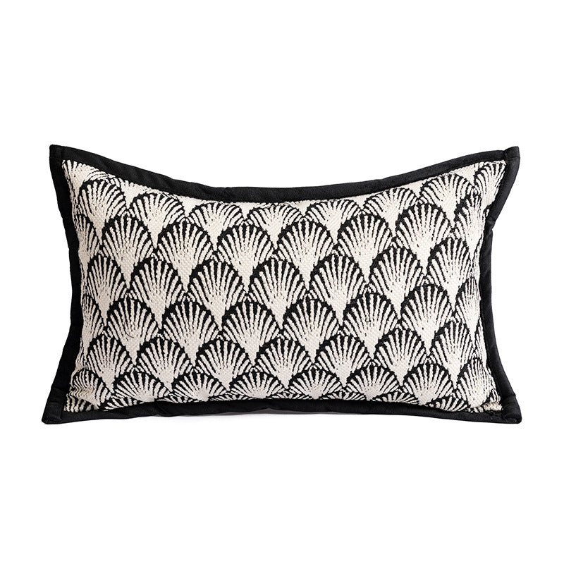 Umbrella Pattern Elegant Two-Piece INS-Style Jacquard Pillow Covers - Black & White Sofa Decor V888-ELOSUNG33309