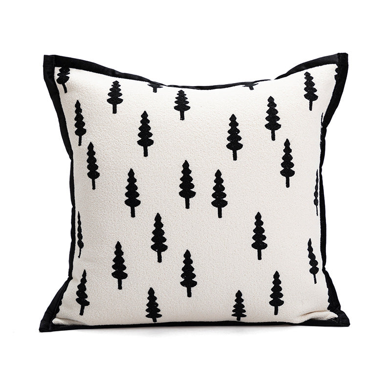 45*45cm Trees Triangle Elegant Two-Piece INS-Style Jacquard Pillow Covers - Black & White Sofa Decor V888-ELOSUNG33311
