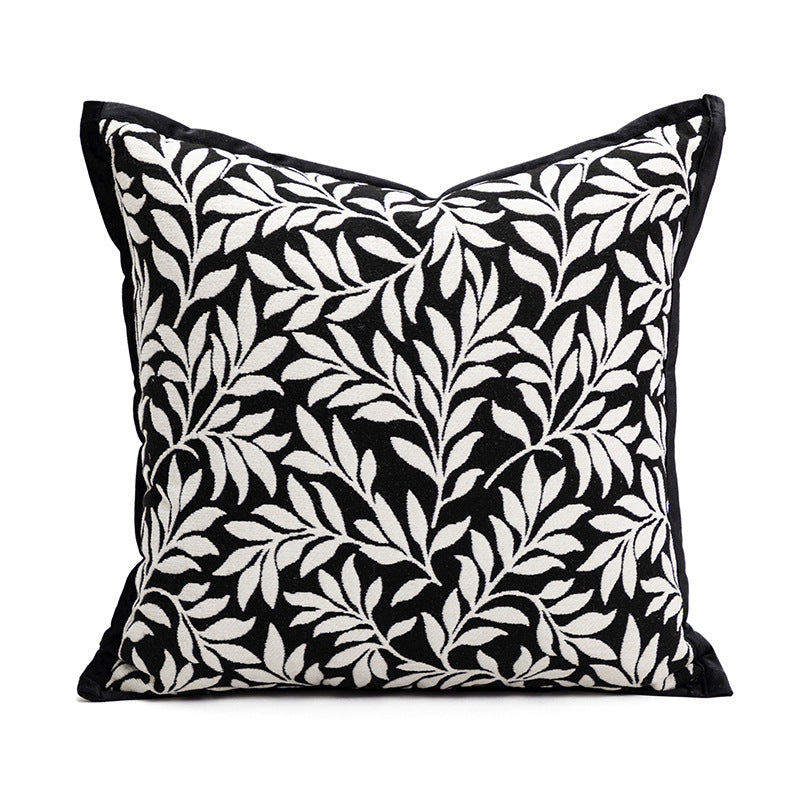 45*45cm Leaves Triangle Elegant Two-Piece INS-Style Jacquard Pillow Covers - Black & White Sofa Decor V888-ELOSUNG33312