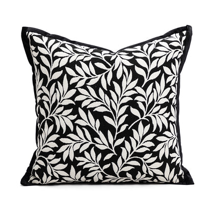 45*45cm Leaves Triangle Elegant Two-Piece INS-Style Jacquard Pillow Covers - Black & White Sofa Decor V888-ELOSUNG33312