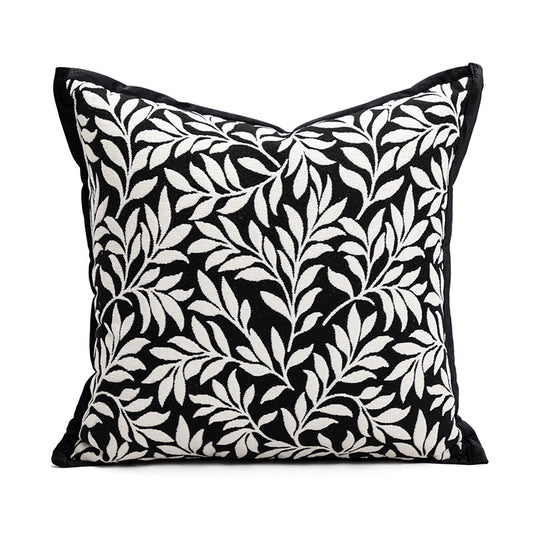 45*45cm Leaves Triangle Elegant Two-Piece INS-Style Jacquard Pillow Covers - Black & White Sofa Decor V888-ELOSUNG33312