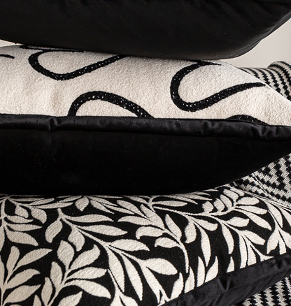 45*45cm Umbrella Pattern Elegant Two-Piece INS-Style Jacquard Pillow Covers - Black & White Sofa Decor V888-ELOSUNG33313