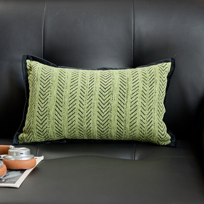 Green 2PCS Luxe Thick Chenille Herringbone Pillow Cover - Solid Color Square Lumbar Pillow V888-ELOSUNG33314
