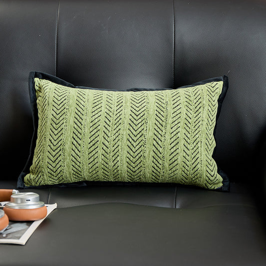 Green 2PCS Luxe Thick Chenille Herringbone Pillow Cover - Solid Color Square Lumbar Pillow V888-ELOSUNG33314