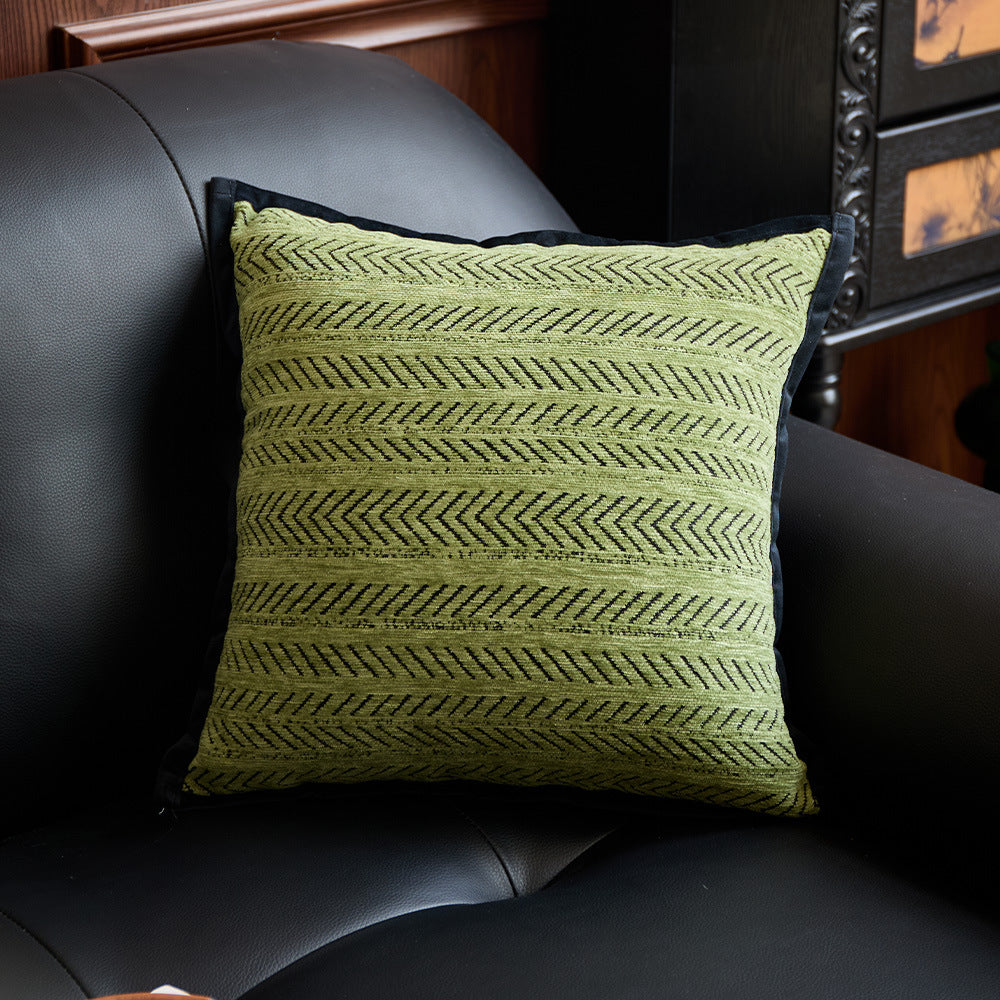 Green 45*45cm 2PCS Luxe Thick Chenille Herringbone Pillow Cover - Solid Color Square Lumbar Pillow V888-ELOSUNG33317