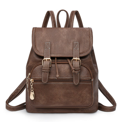 Coffee Stylish PU Leather Backpack for Women - Compact Travel Companion V888-ELOSUNG33324