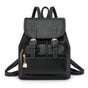 Black Stylish PU Leather Backpack for Women - Compact Travel Companion V888-ELOSUNG33325