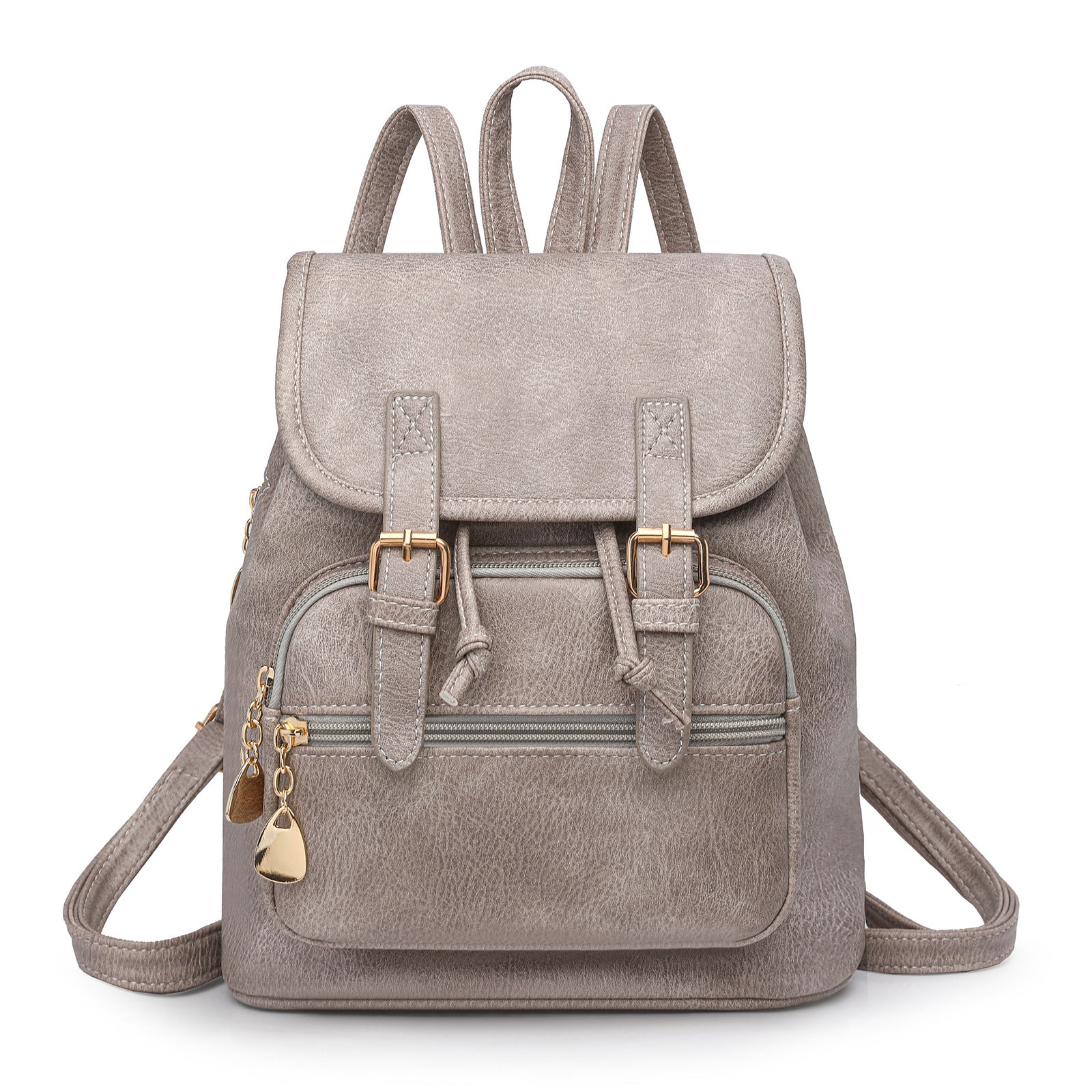 Grey Stylish PU Leather Backpack for Women - Compact Travel Companion V888-ELOSUNG33326