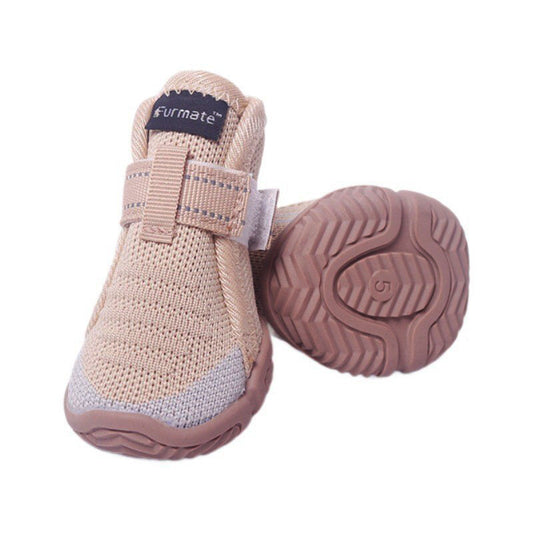 5# Khaki Breathable Woven Dog Shoes for Small to Medium Dogs - Non-Slip, Durable, Anti-Dirty Paw Protectors V888-ELOSUNG33346