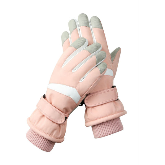 Women's Pink-white Color Combination Top-Rated Waterproof Touchscreen Ski Gloves - Fleece-Lined for Men & V888-ELOSUNG33354