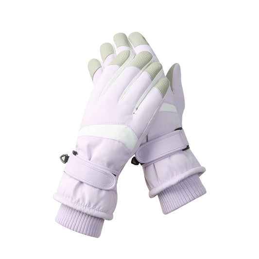 Women's Purple-white Color Combination Top-Rated Waterproof Touchscreen Ski Gloves - Fleece-Lined for Men & V888-ELOSUNG33355