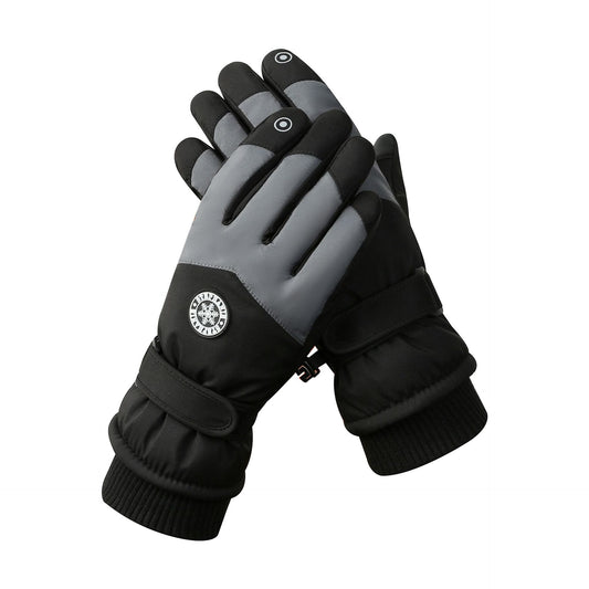 Men's Black-grey Color Combination Top-Rated Waterproof Touchscreen Ski Gloves - Fleece-Lined for Men & Women V888-ELOSUNG33357