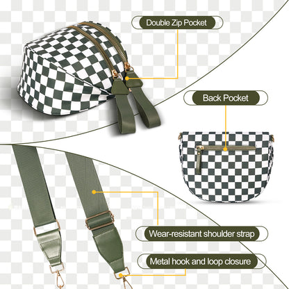 Black Trendy Sling Bag - Women's Crescent Crossbody Purse with Wide Adjustable Strap V888-ELOSUNG33365