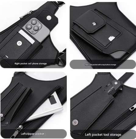 Brown Tactical Underarm Shoulder Holster Bag - Anti-Theft Double Pouch Vest Pack for Men V888-ELOSUNG33371