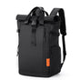 Black Urban Explorer Roll-Top Backpack - Water-Resistant Large Capacity Bag for Travel, Work & Laptop V888-ELOSUNG33382