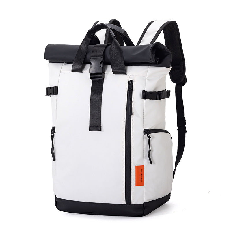 White Urban Explorer Roll-Top Backpack - Water-Resistant Large Capacity Bag for Travel, Work & Laptop V888-ELOSUNG33384
