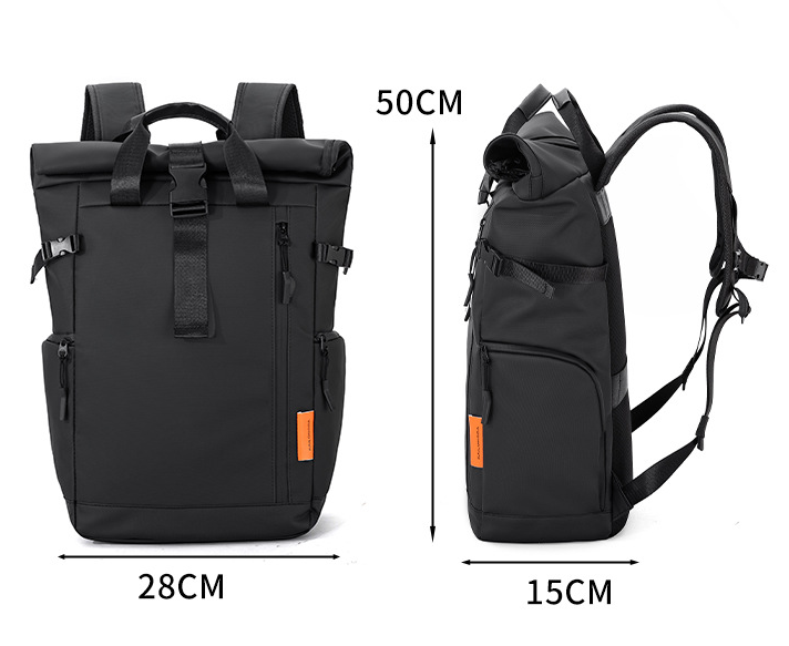 White Urban Explorer Roll-Top Backpack - Water-Resistant Large Capacity Bag for Travel, Work & Laptop V888-ELOSUNG33384