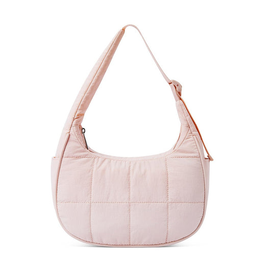 light-root Colour Trendy Nylon Puffer Shoulder Bag for Women - Lightweight Large Capacity Underarm Tote V888-ELOSUNG33419